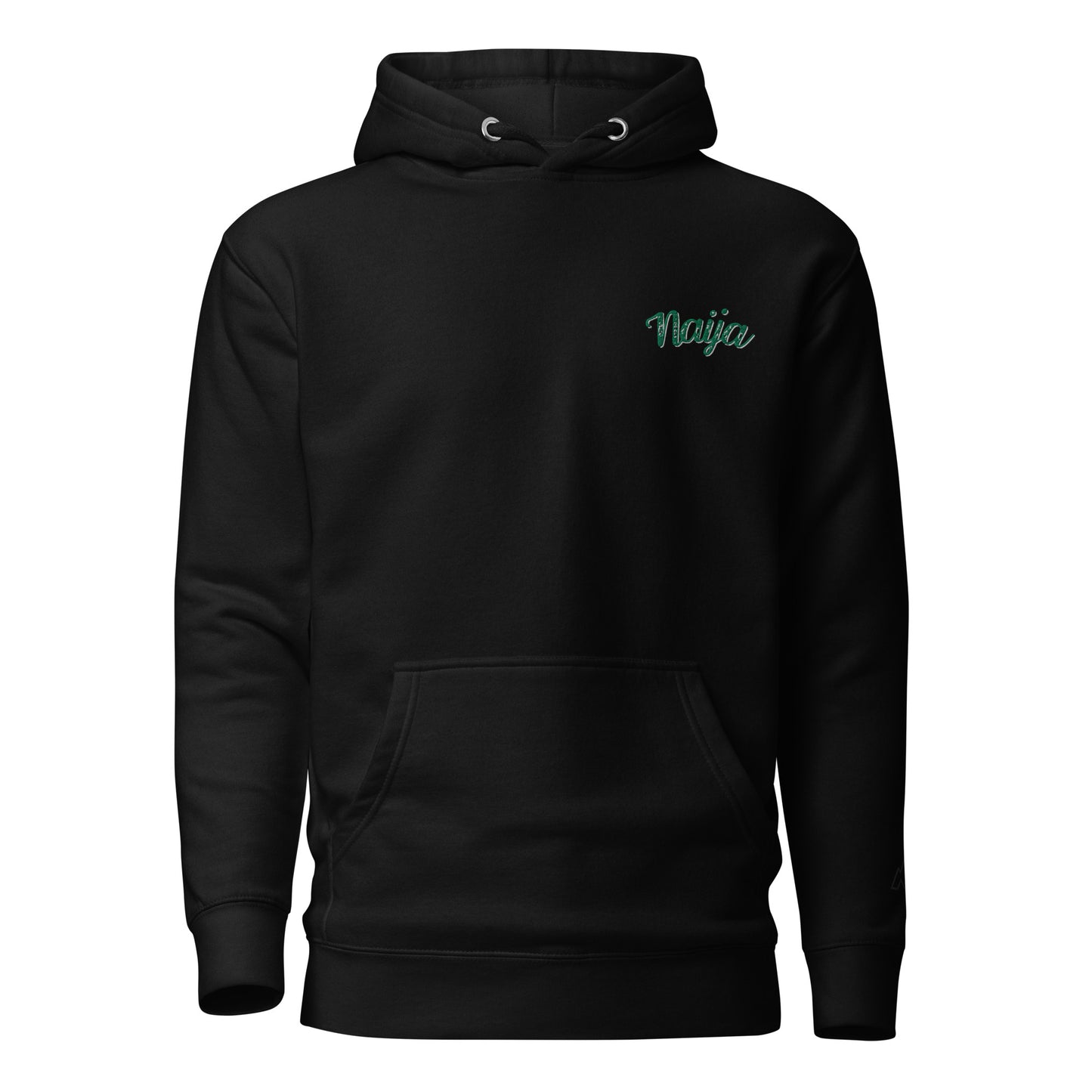 Naija Embroidered Pocket Badge Unisex Black Hoodie