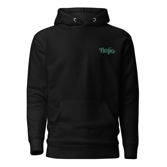 Naija Embroidered Pocket Badge Unisex Black Hoodie